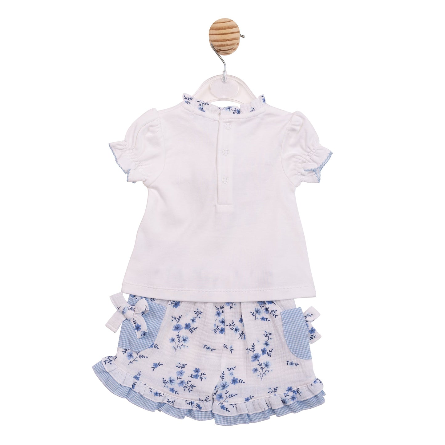 Blue Floral Gingham T- Shirt and Shorts