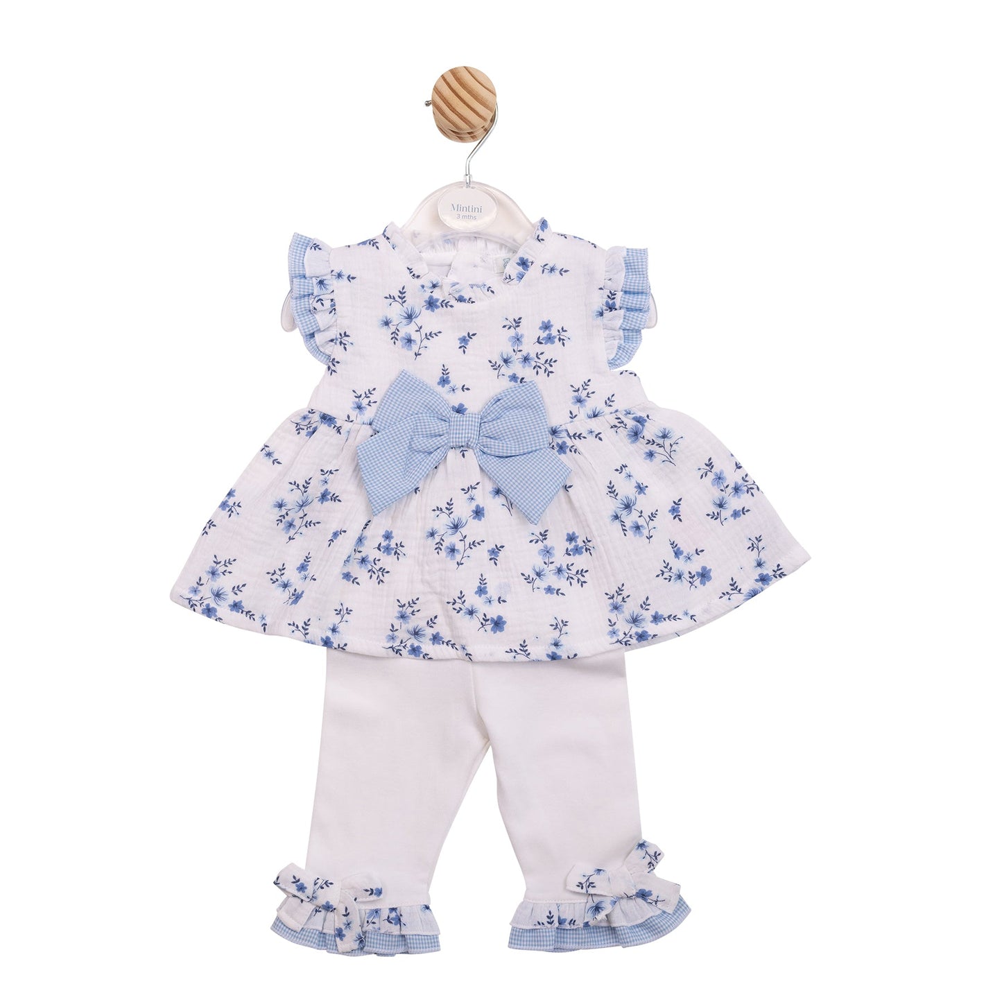 Blue Floral Gingham Tunic and Leggings