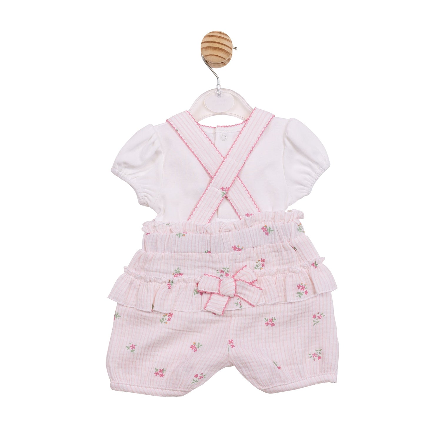 Flower Embroidered Top and Bloomer Dungaree
