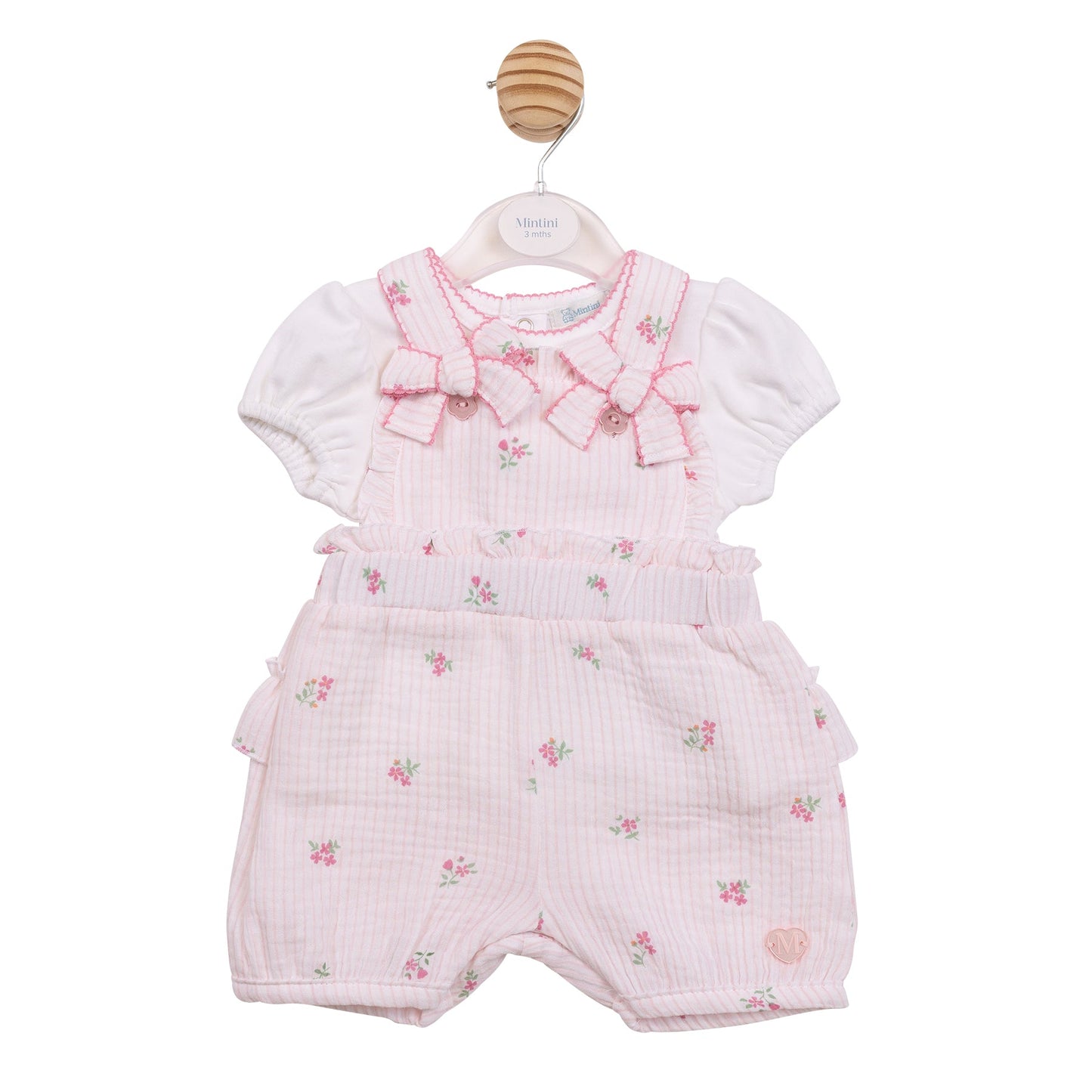 Flower Embroidered Top and Bloomer Dungaree