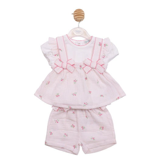 Flower Embroidered T- Shirt, Vest and Short