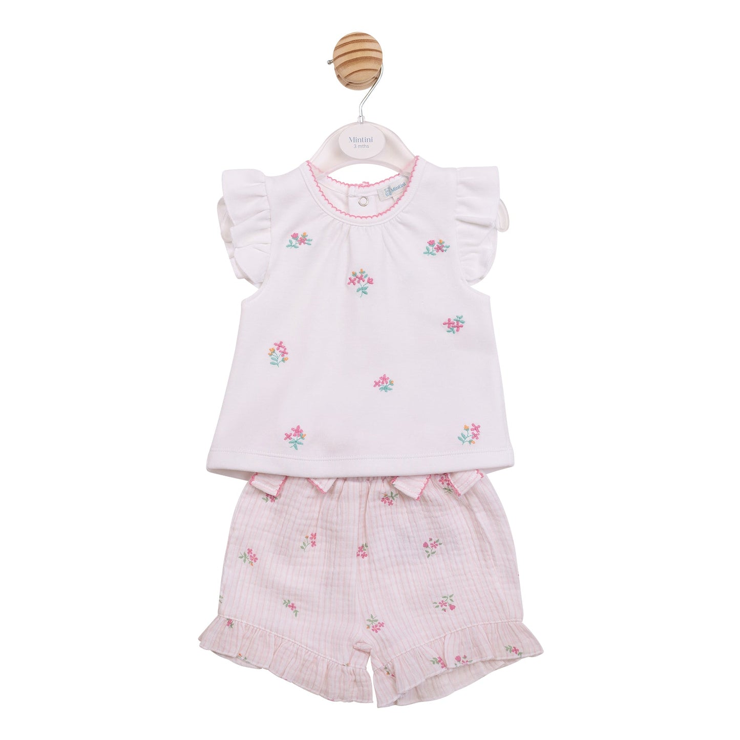 Flower Embroidered Top and Short Set