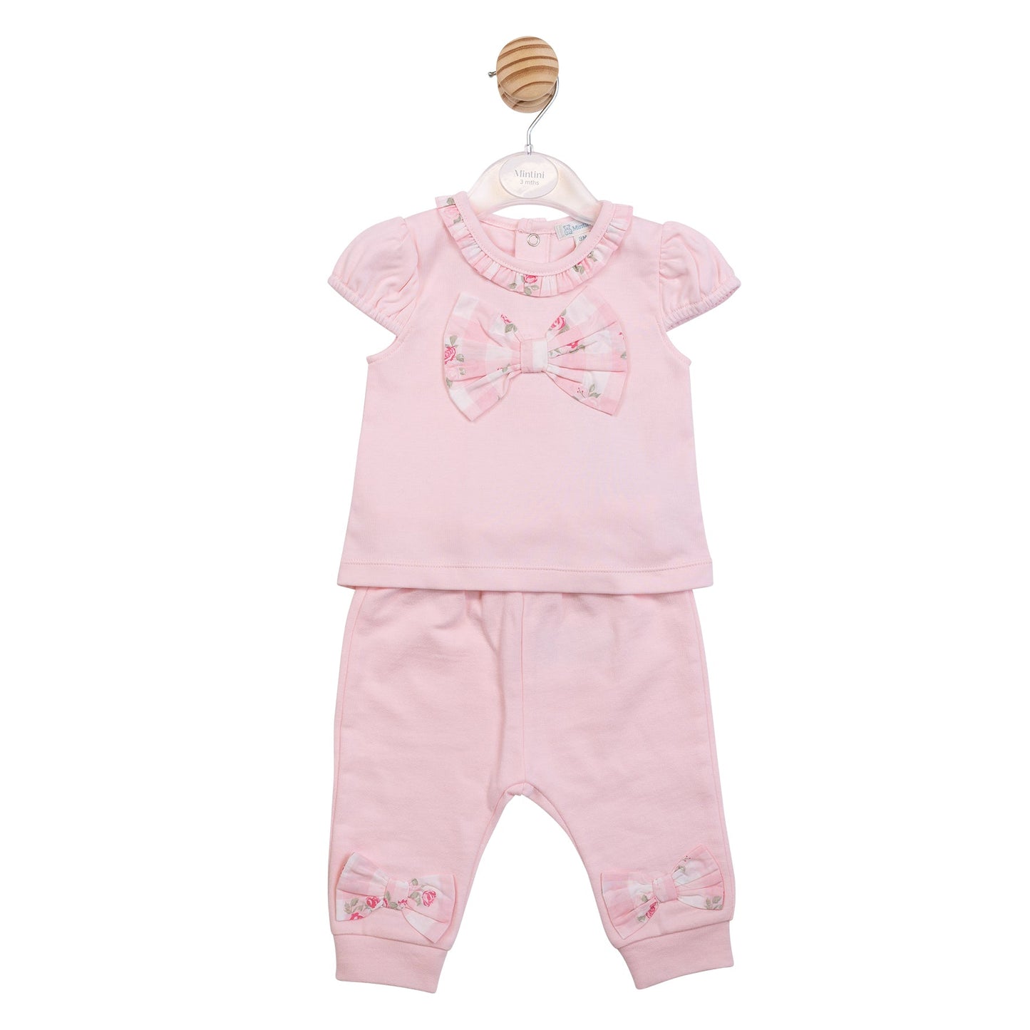 Pink Gingham Short Sleeve Tracksuit