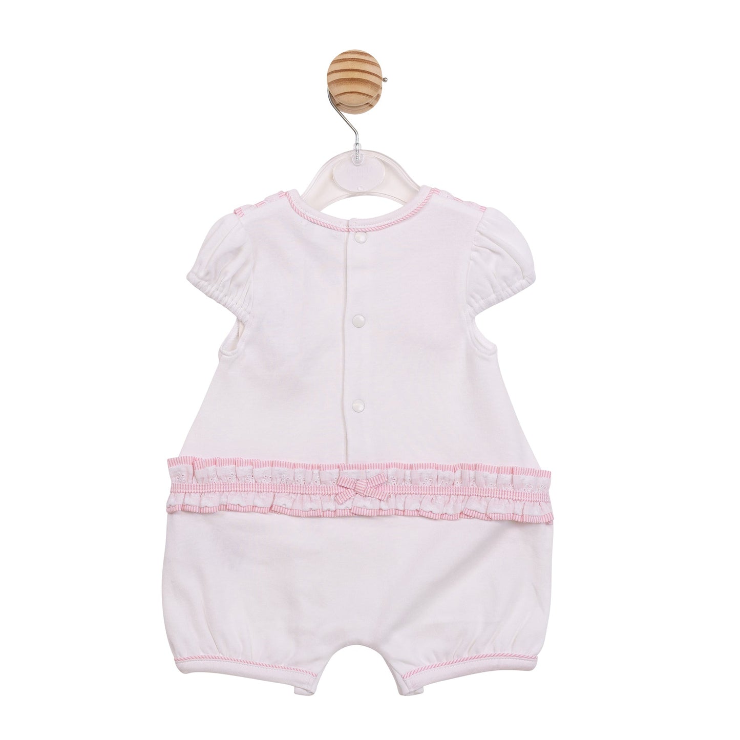 White and Pink Pinstripe Romper