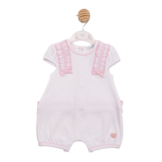 White and Pink Pinstripe Romper