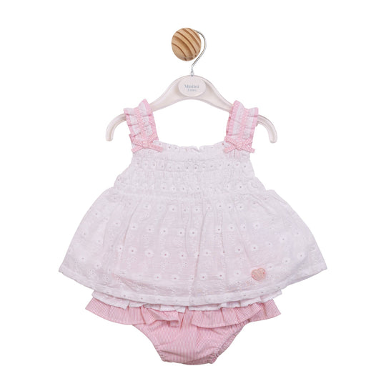 White and Pink Pinstripe Top and Bloomer Short