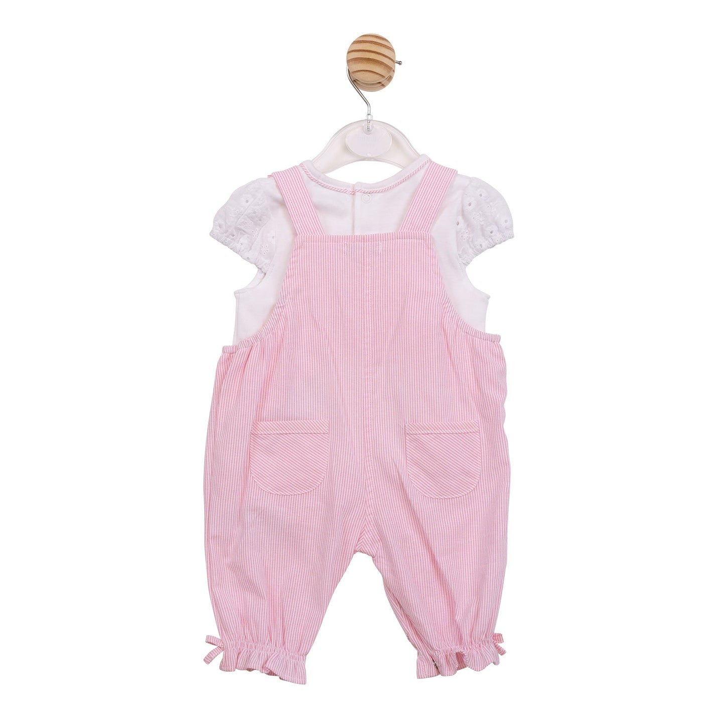 White and Pink Pinstripe Dungaree