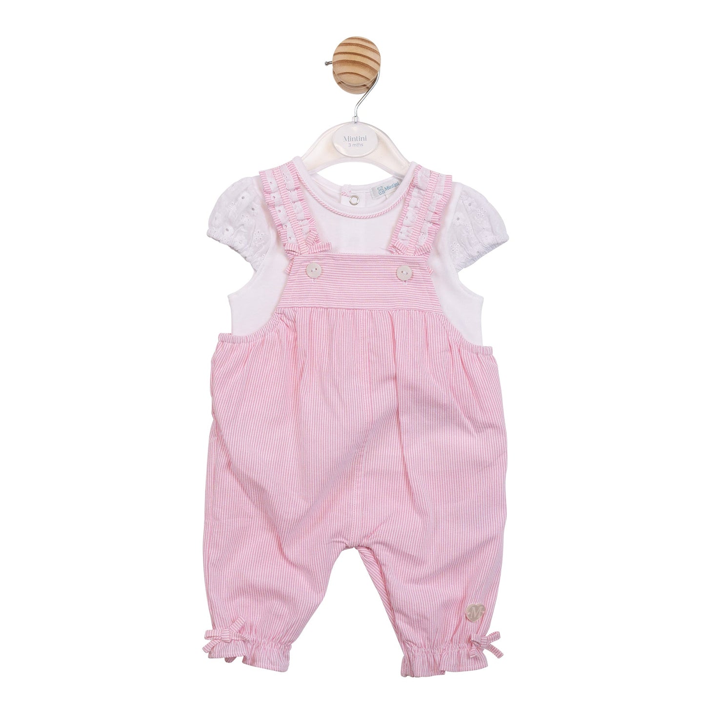 White and Pink Pinstripe Dungaree