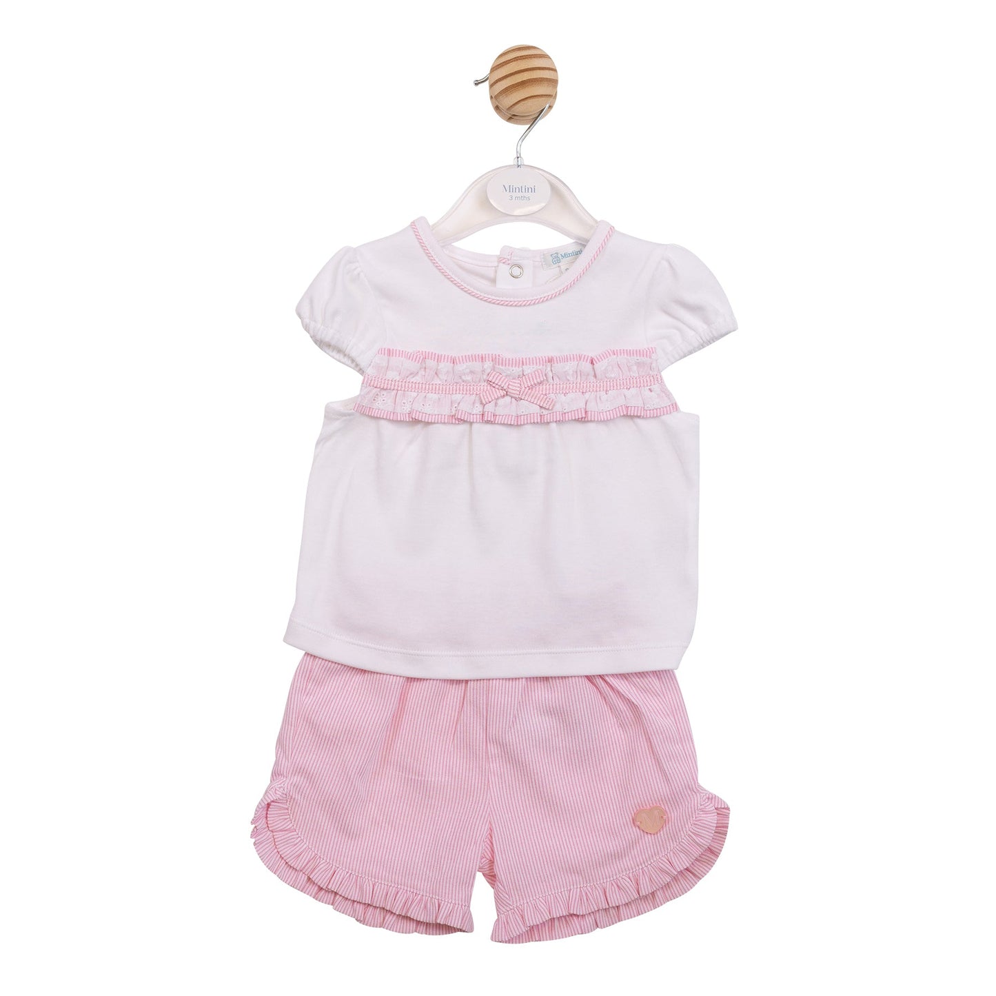 White and Pink Pinstripe T-Shirt and Shorts