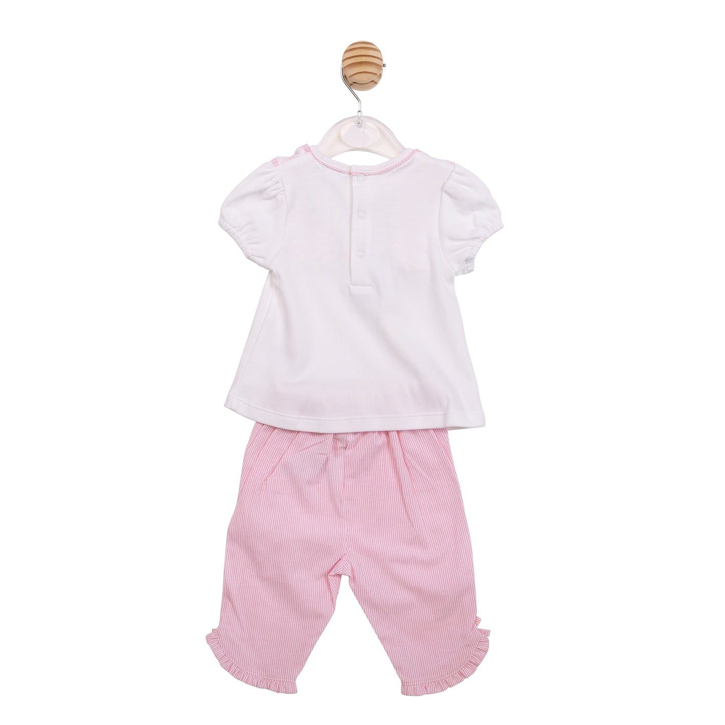 White and Pink Pinstripe T-Shirt and Trouser