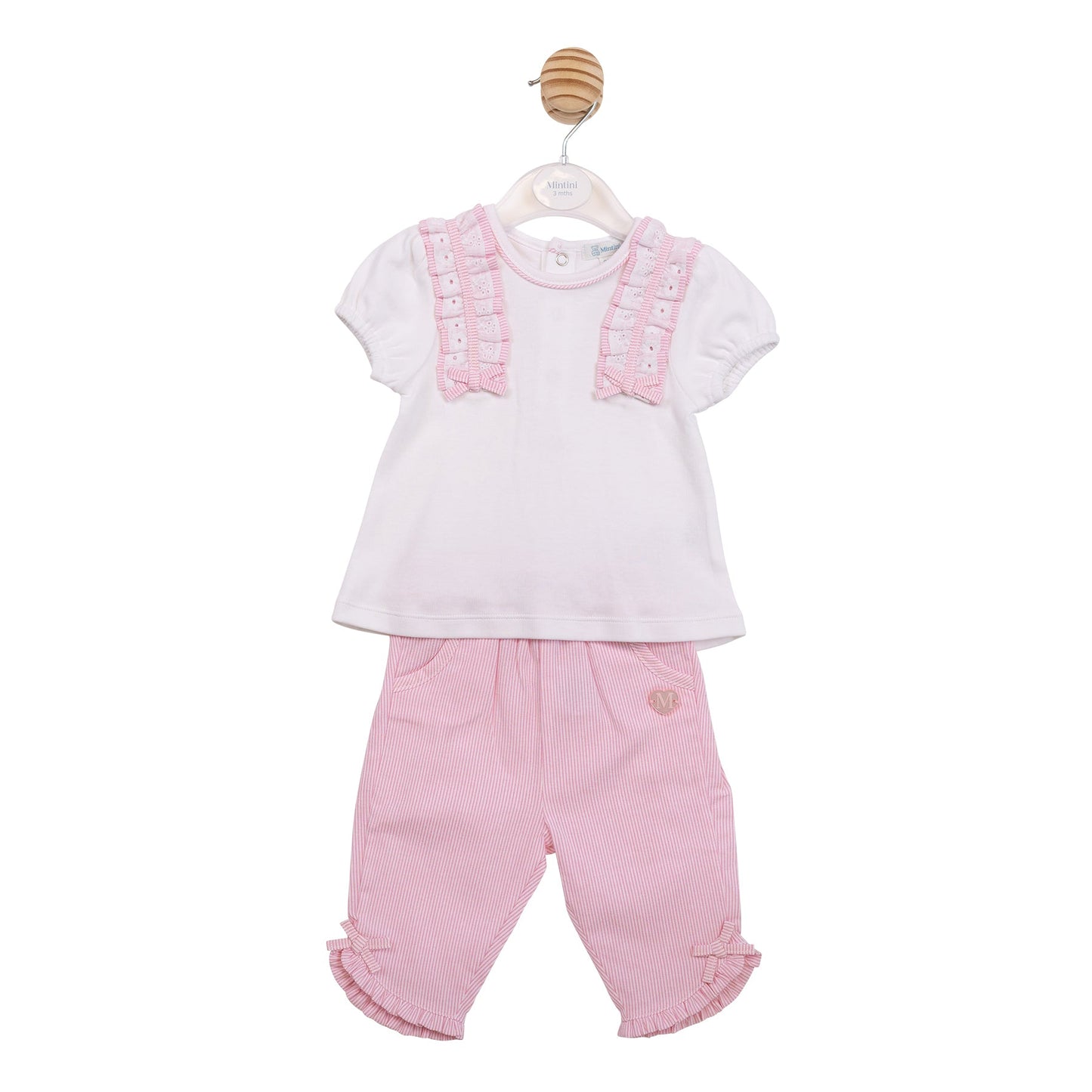 White and Pink Pinstripe T-Shirt and Trouser