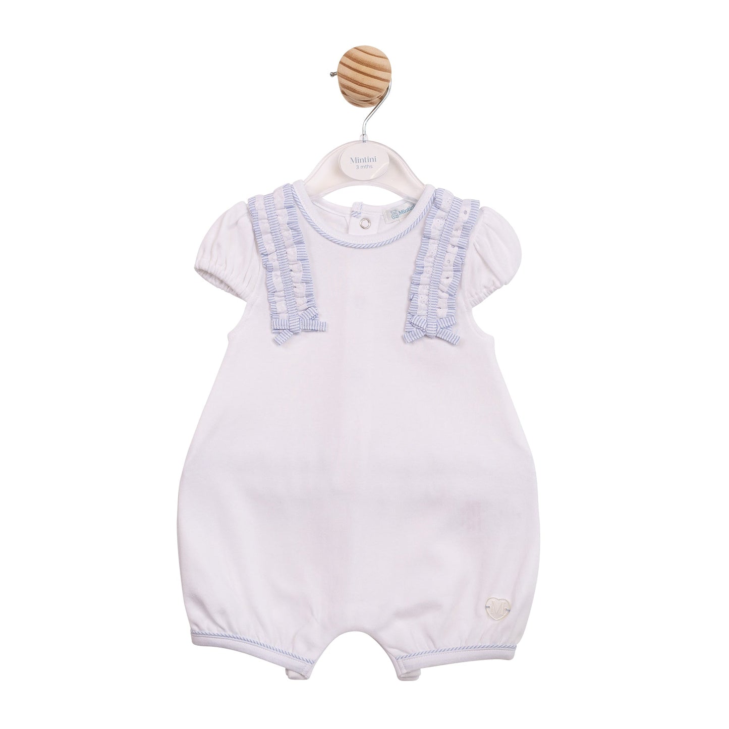 White and Blue Pinstripe Romper