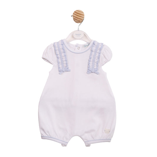 White and Blue Pinstripe Romper