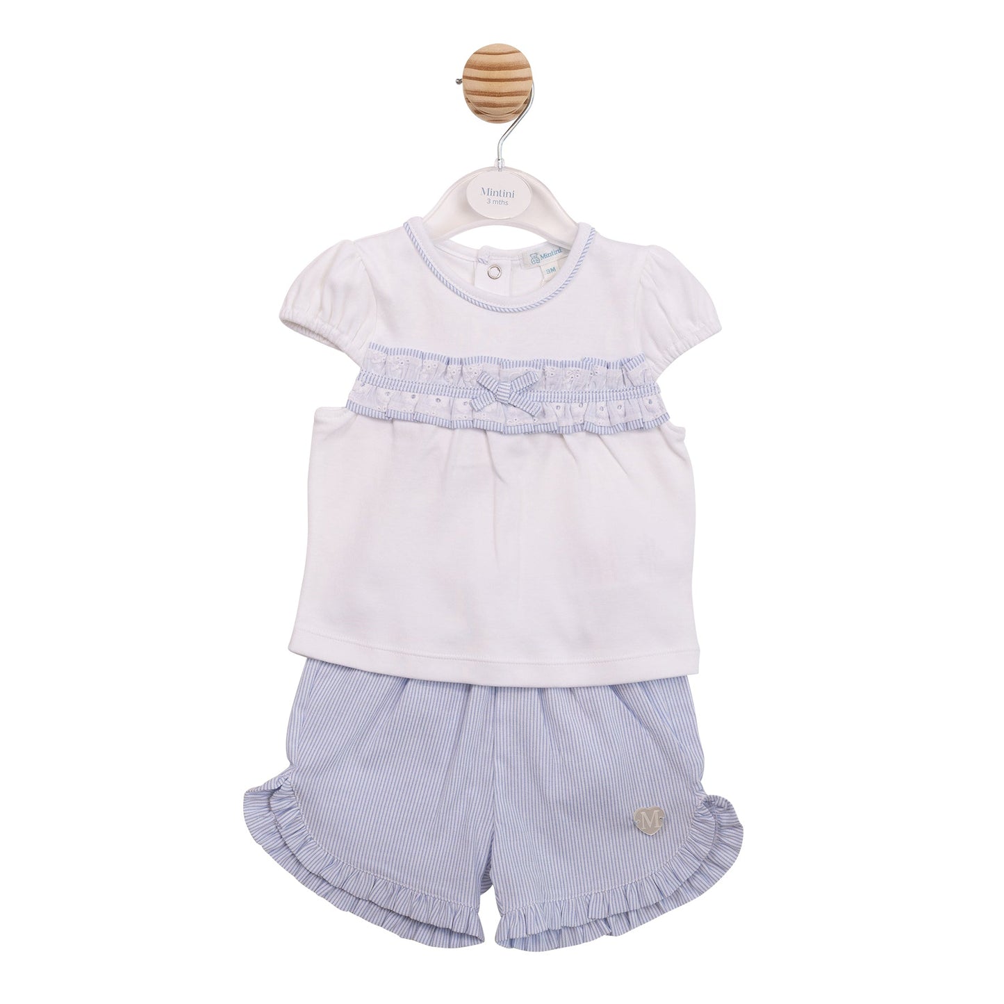 White and Blue Pinstripe T-Shirt and Shorts