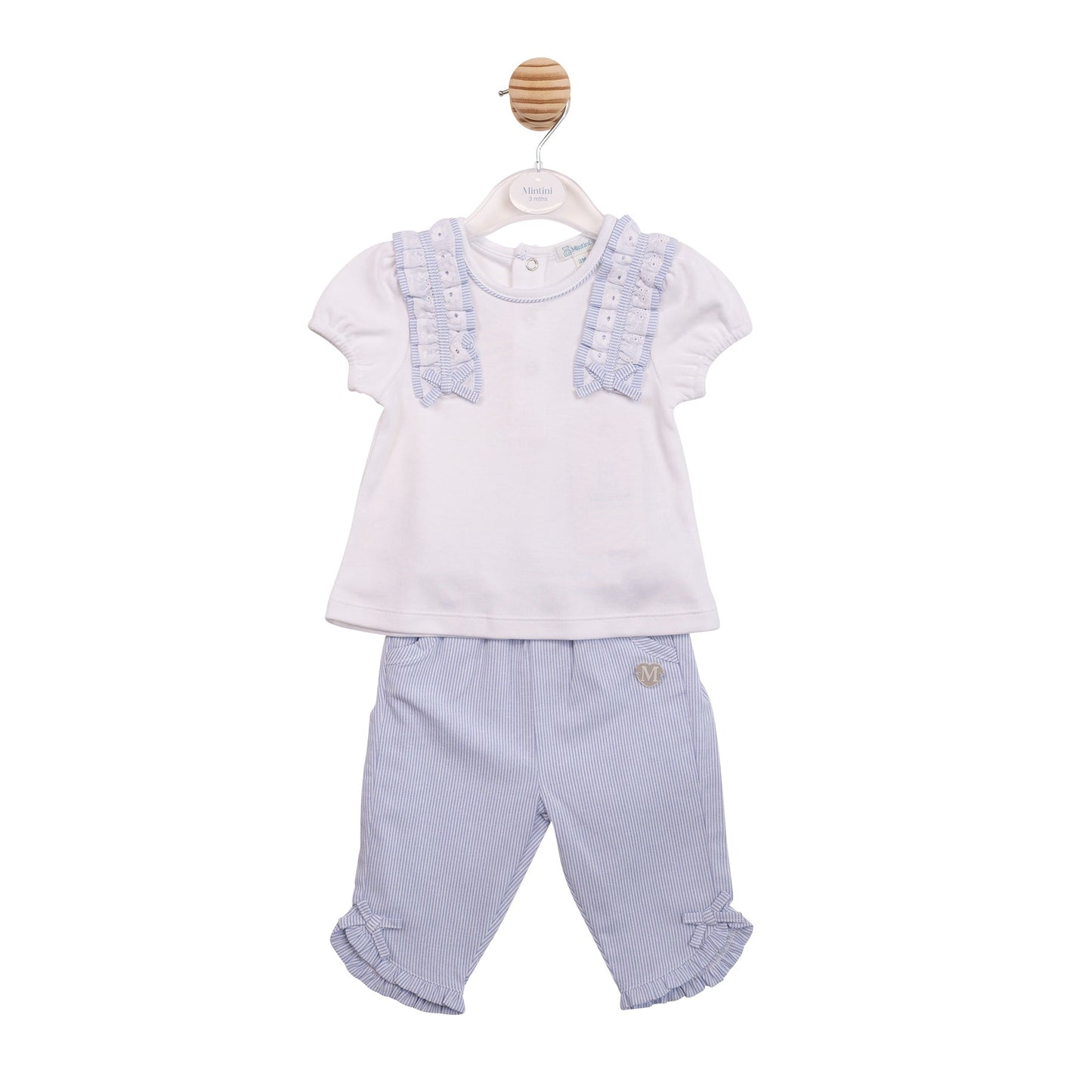 White and Blue Pinstripe T-Shirt and Trouser