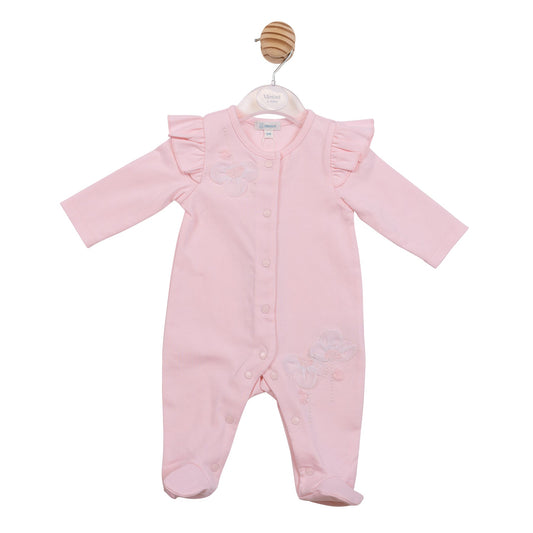 Pink Applique Flower Babygrow