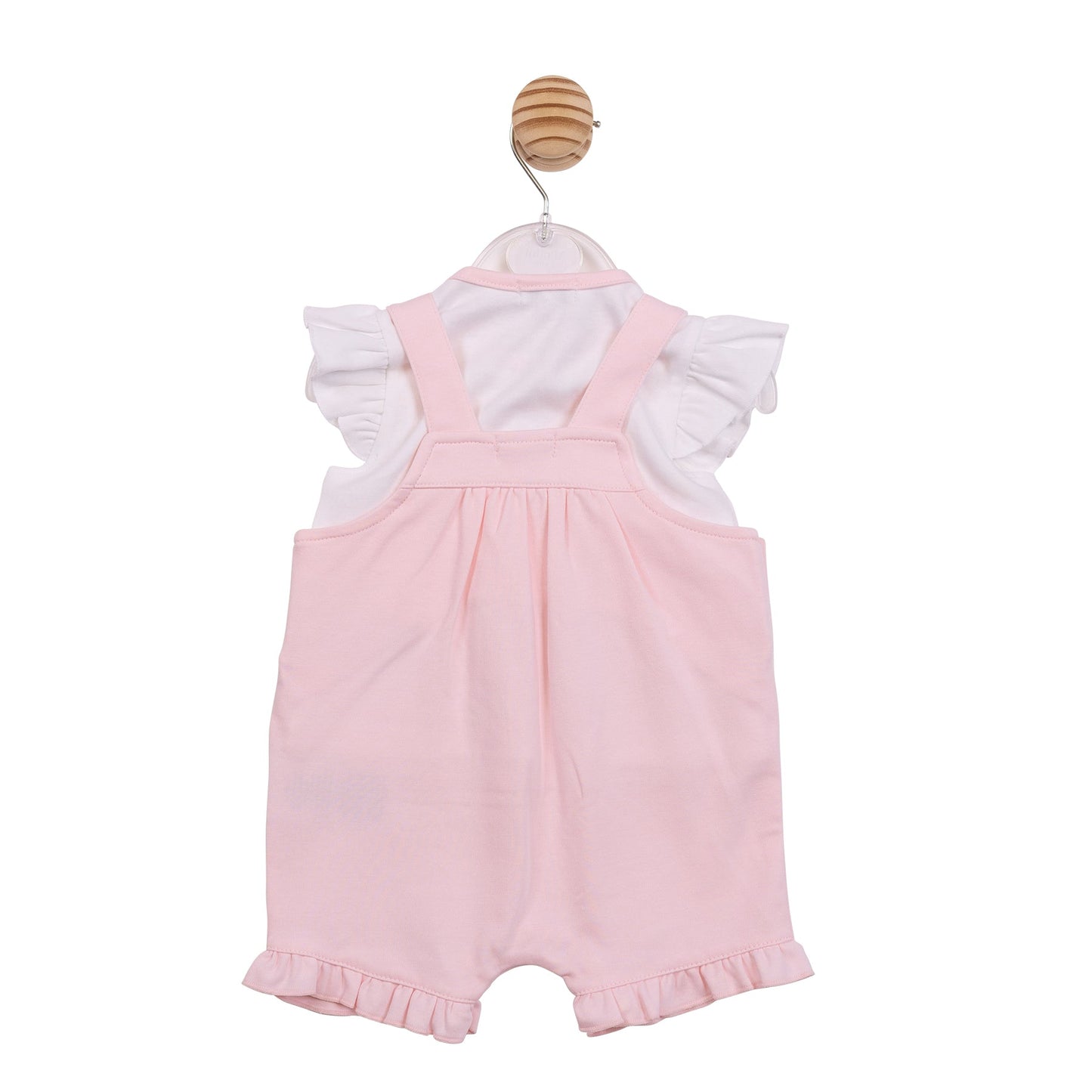 Pink Applique Flower Short Dungaree