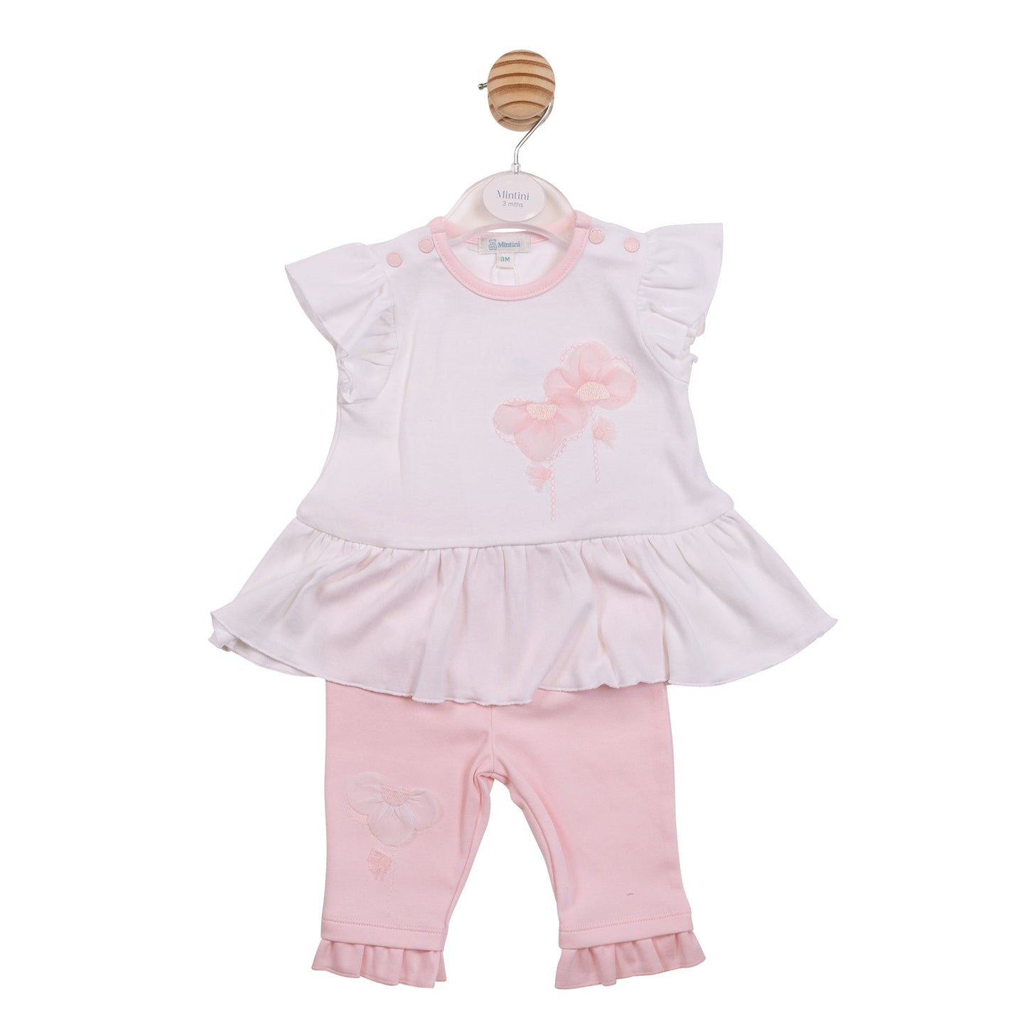 White and Pink Applique Flower Tunic and Leggings