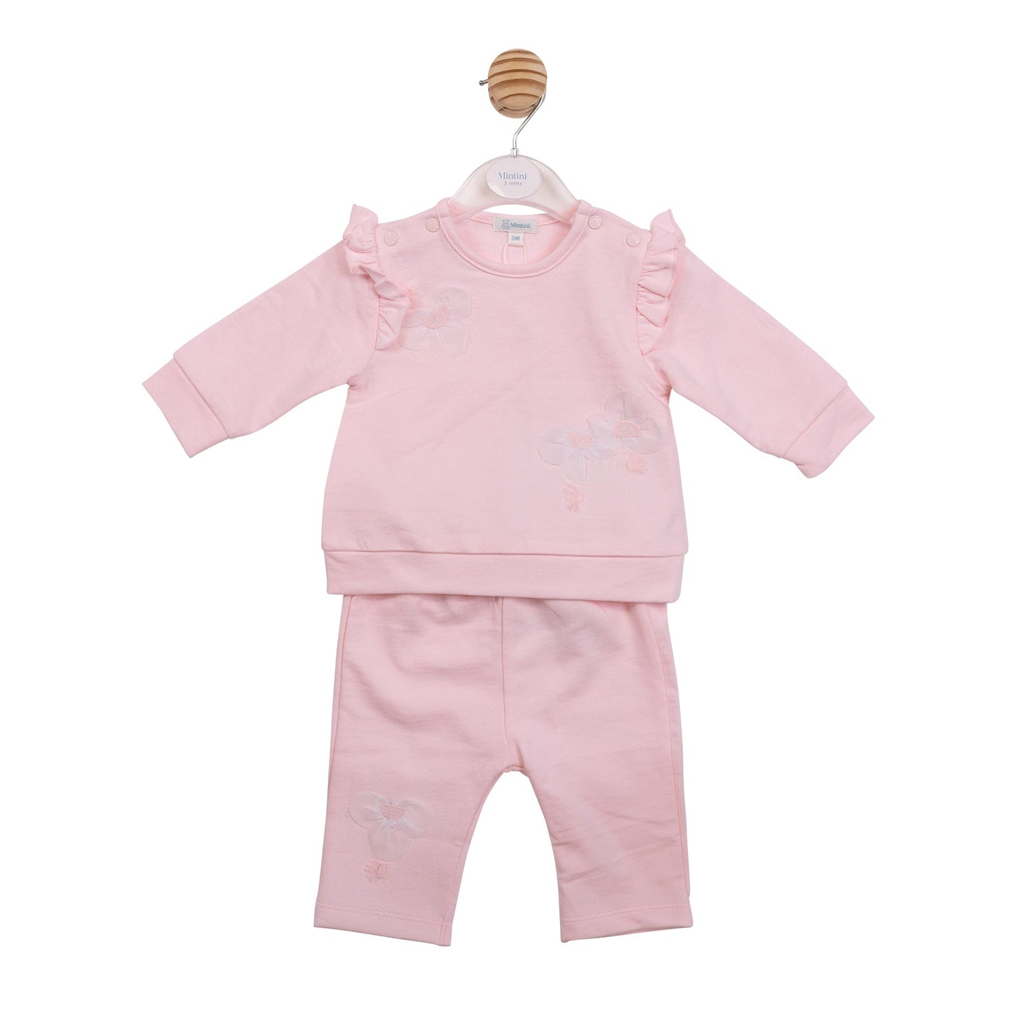 Pink Applique Flower Tracksuit