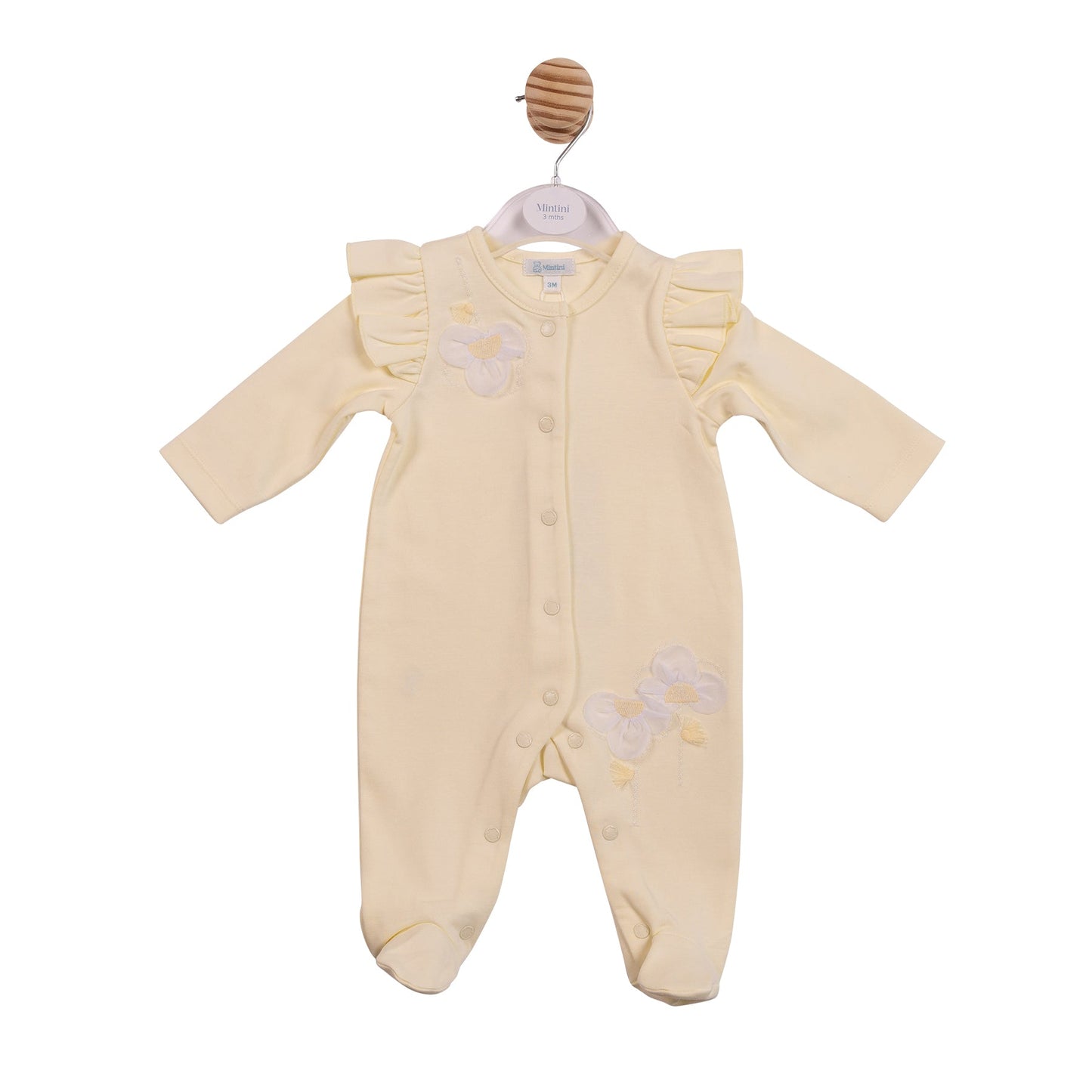 Yellow Applique Flower Babygrow