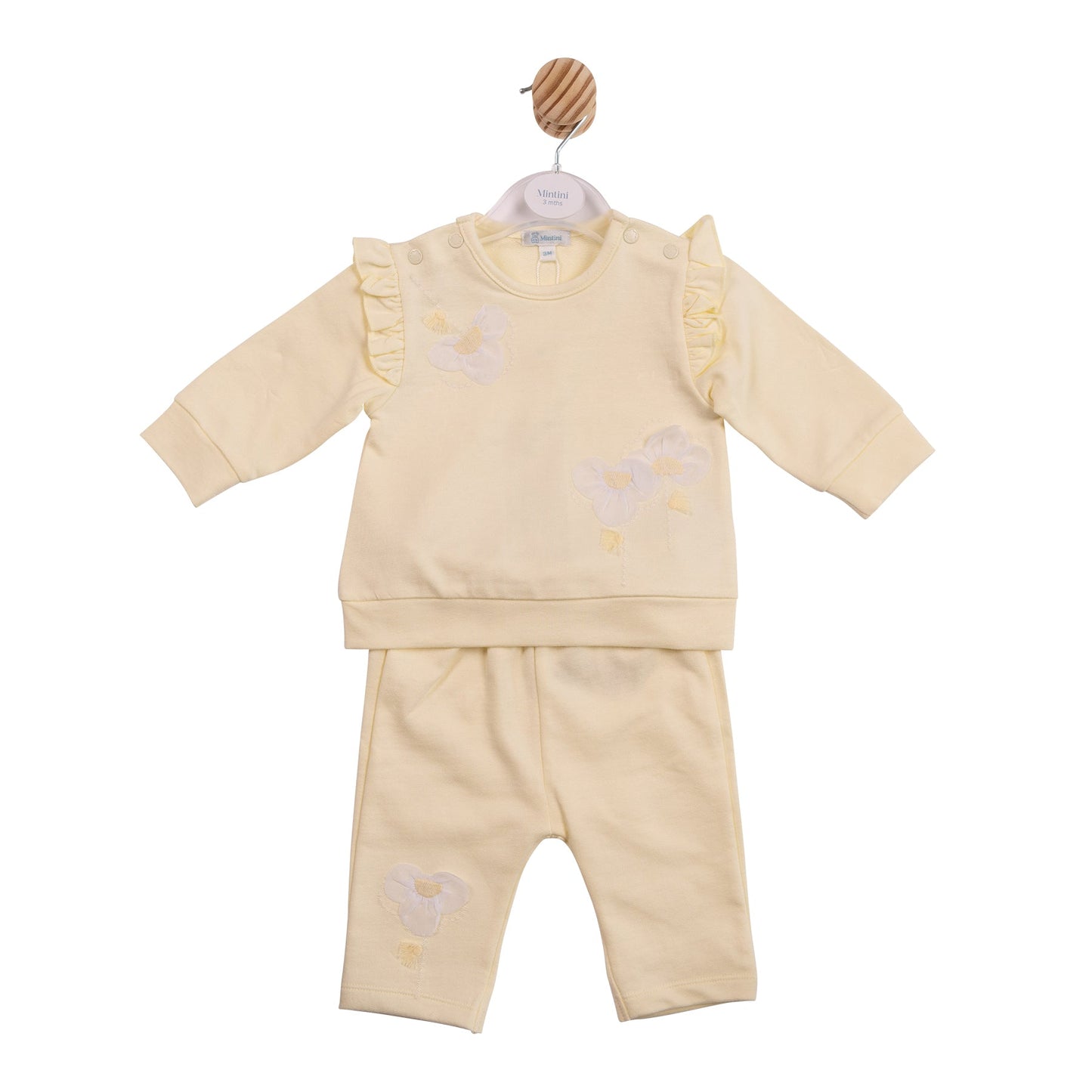 Yellow Applique Flower Tracksuit