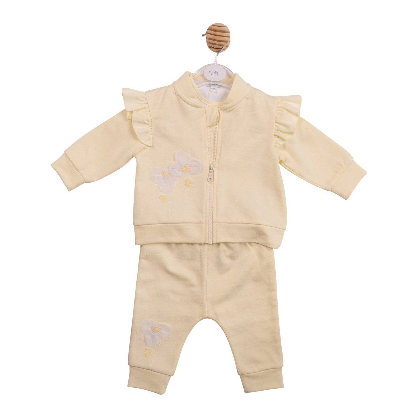 Yellow Applique Flower 3pc Tracksuit
