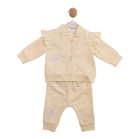 Yellow Applique Flower 3pc Tracksuit