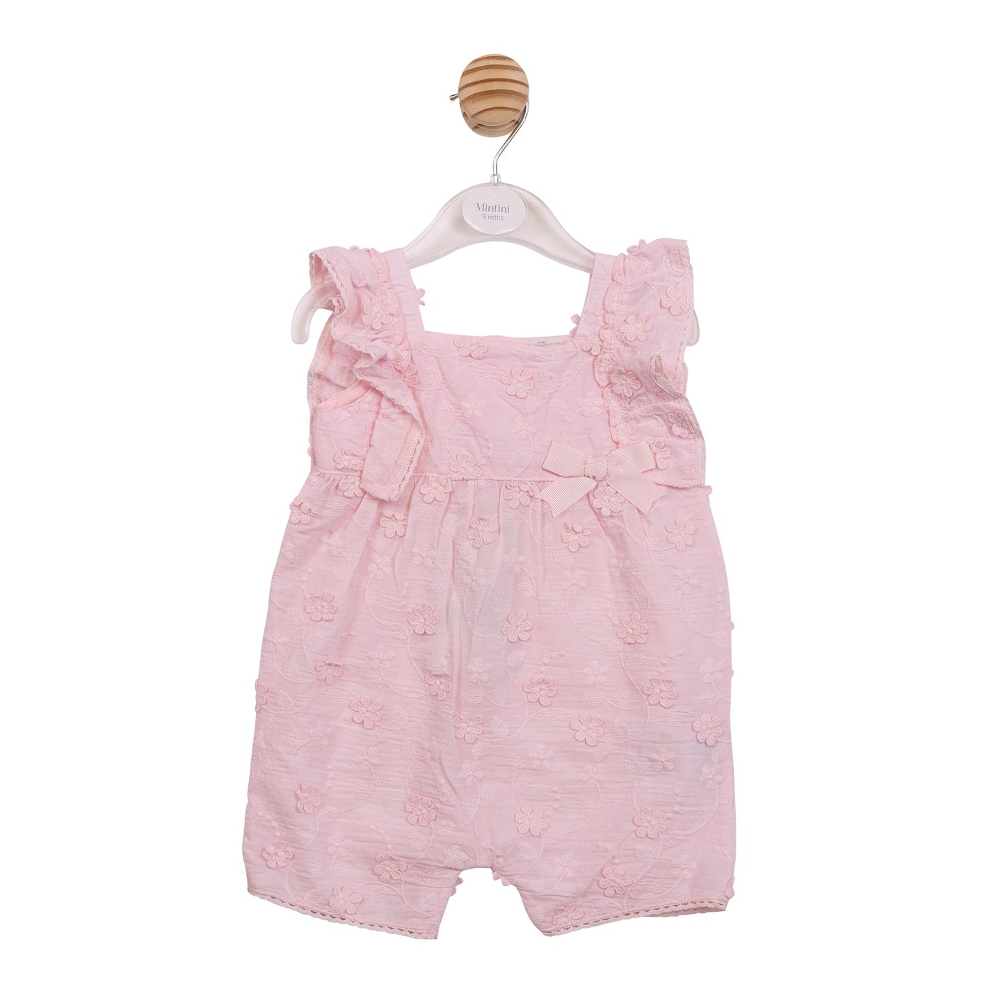 Pink Embroidery Flower Romper