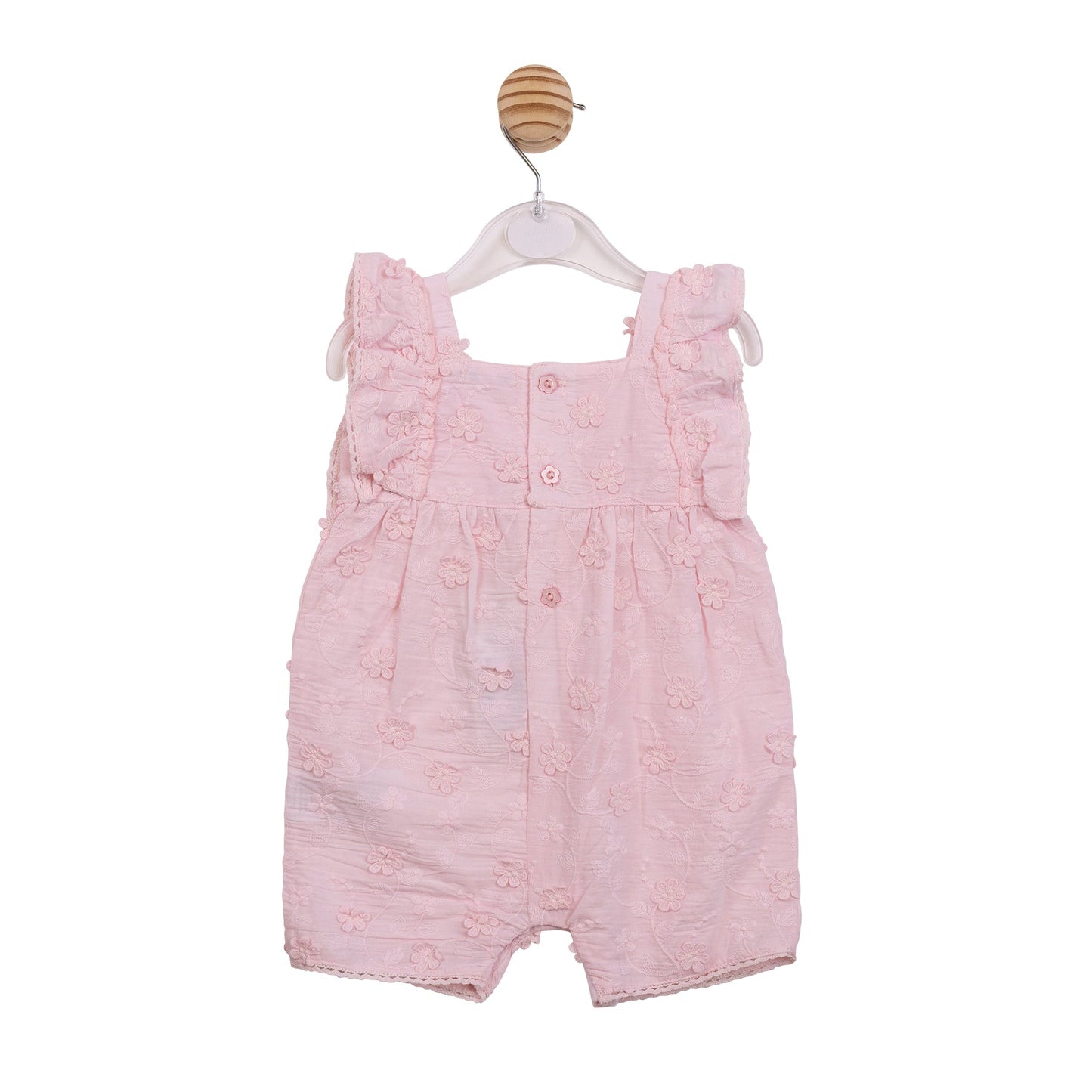 Pink Embroidery Flower Romper