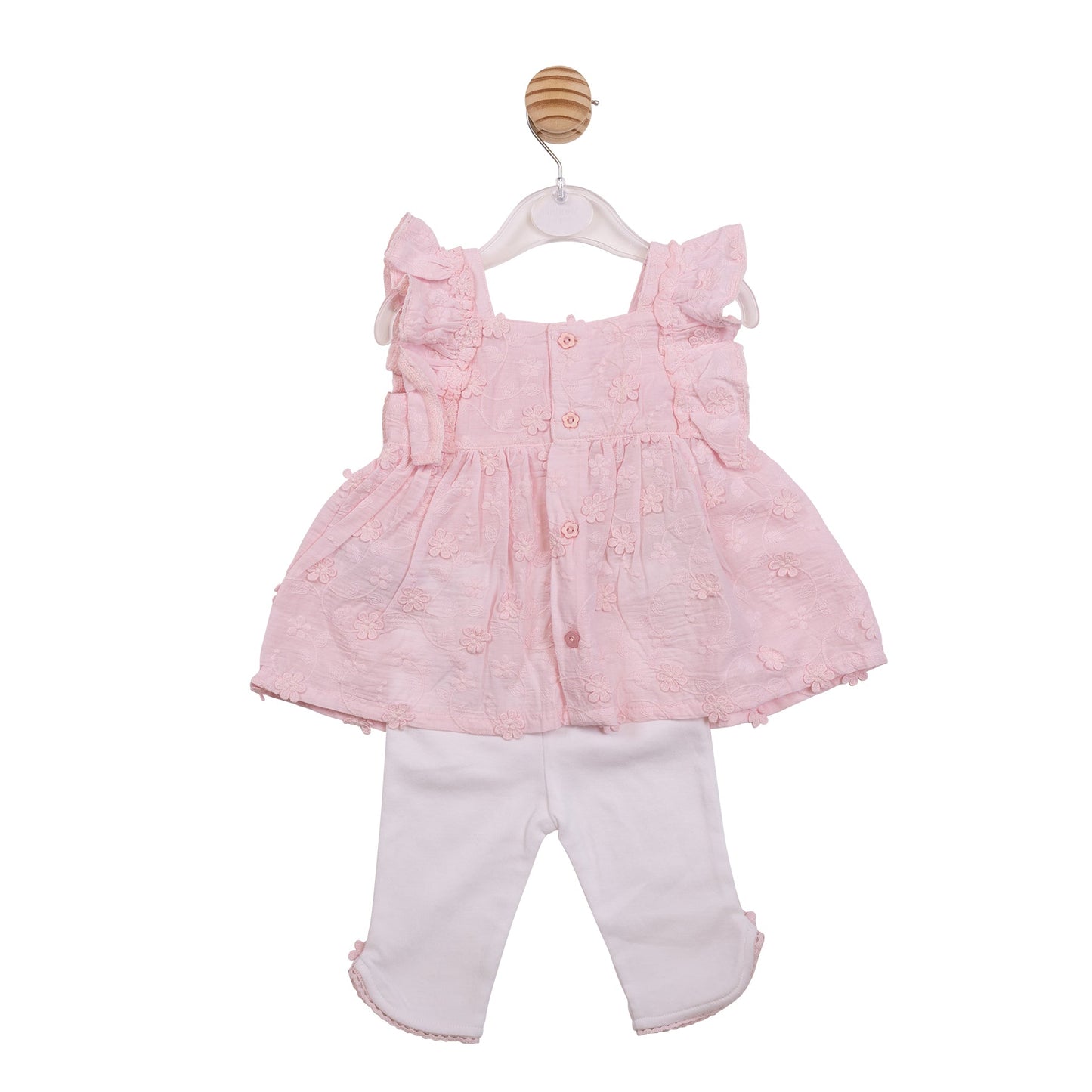 Pink and White Embroidery Flower Tunic and Legging