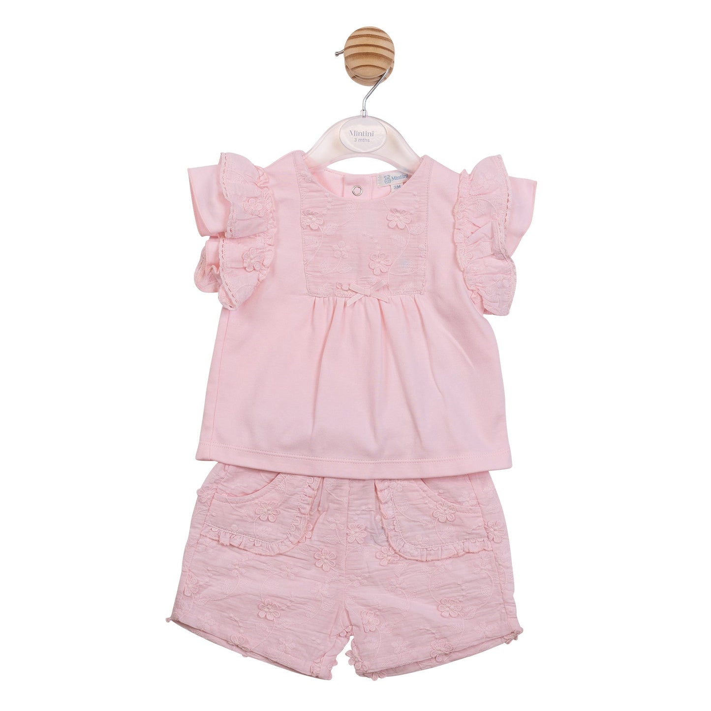 Pink Embroidery Flower Top and Short