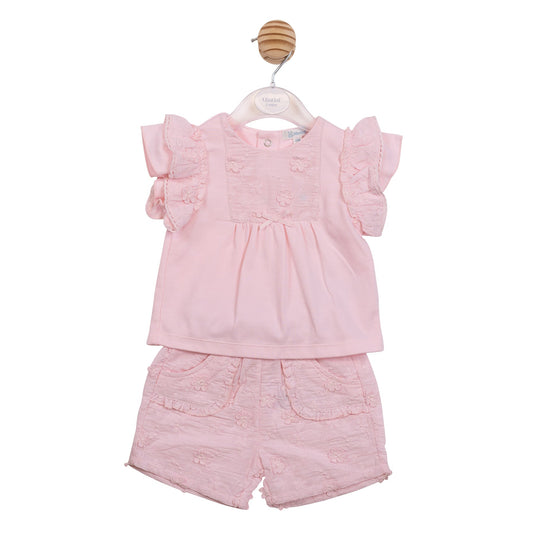 Pink Embroidery Flower Top and Short