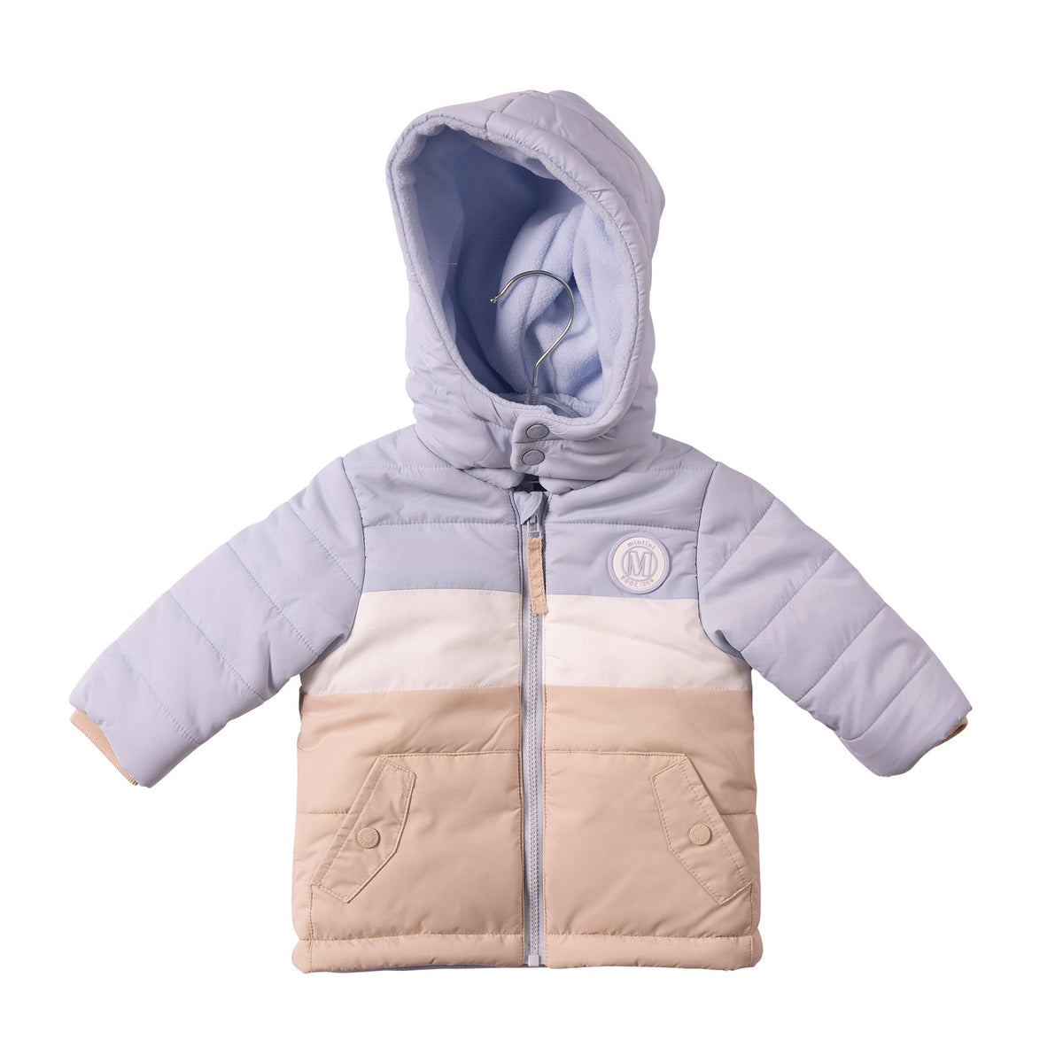 MB7269A - Coat - Blue/Ivory/Beige - Colourblock