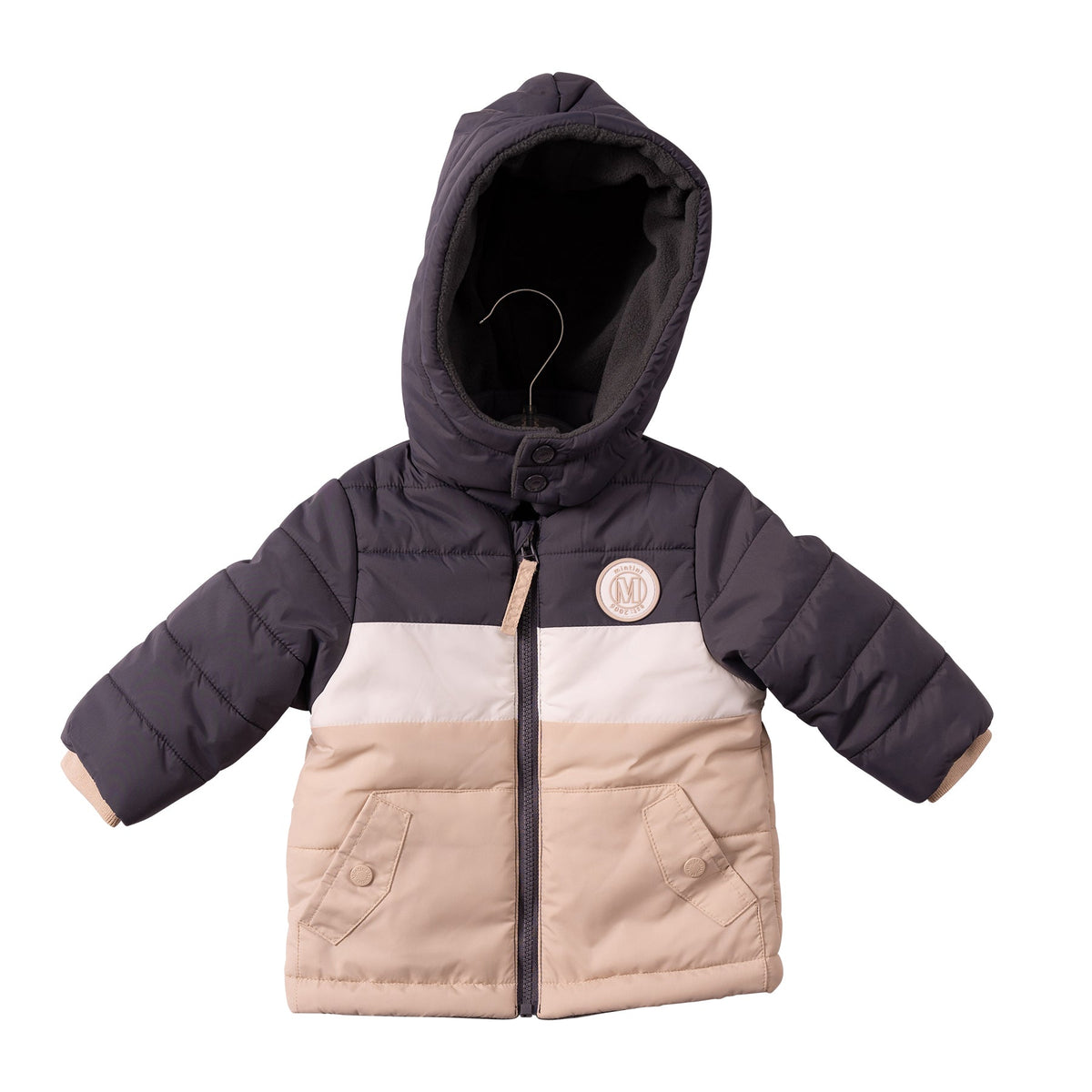 MB7270A - Coat - Charcoal/Ivory/Beige - Colourblock