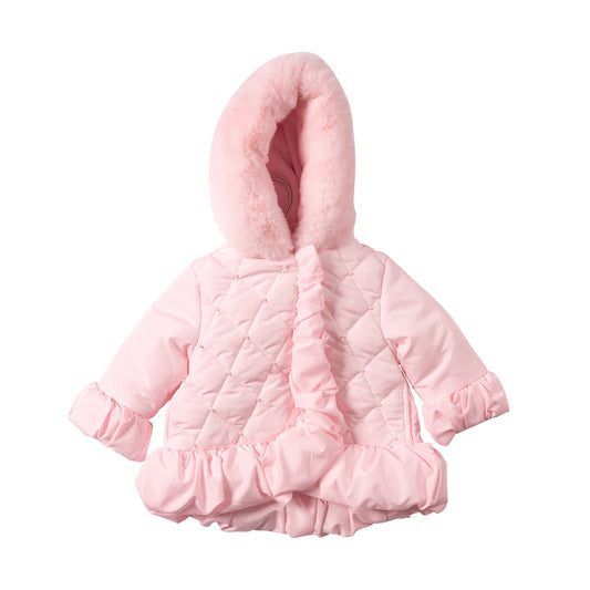 MB7281B - Coat - Pink - Pearl Bead and Frill
