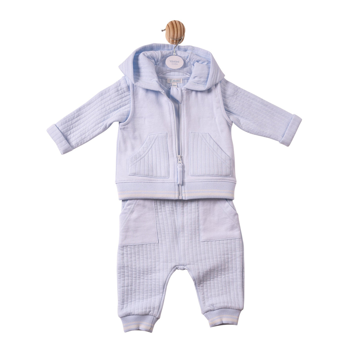 Blue French Terry Top, Trouser & Gilet - MB7333