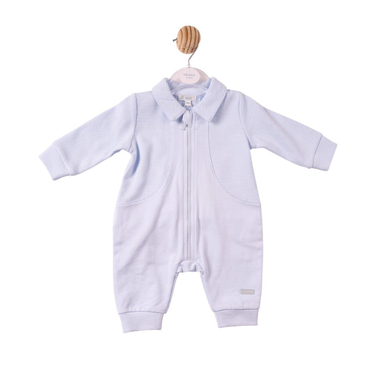 Blue Ribbed Jersey Romper - MB7367