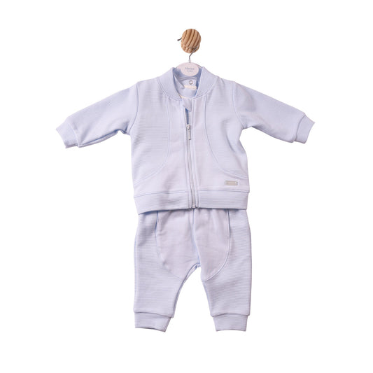 Blue Ribbed Jersey 3pc Tracksuit - MB7372