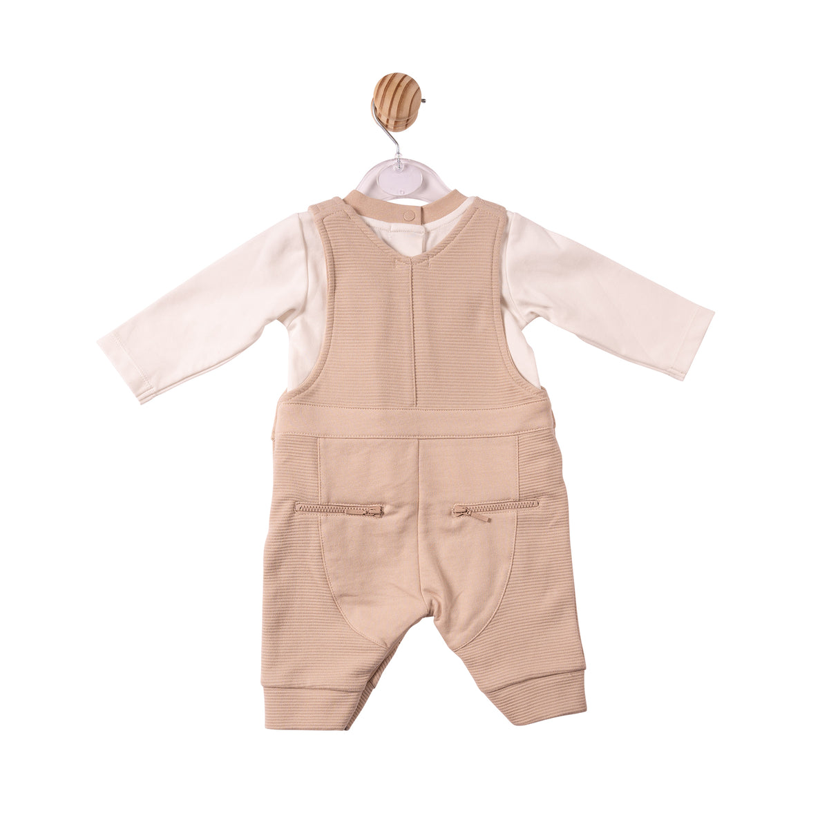 Beige Ribbed Jersey Top & Dungaree - MB7374