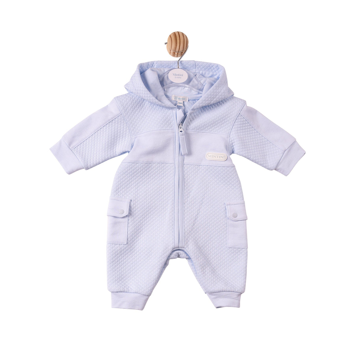 Blue Square Jacquard Zip Romper - MB7380