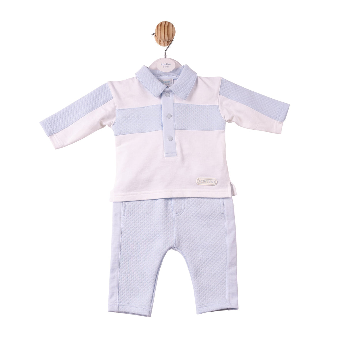 Blue Square Jacquard Polo & Trouser - MB7382