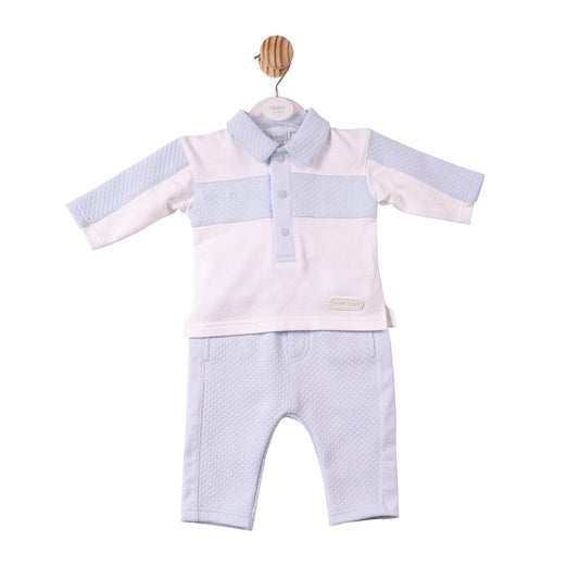 Blue Square Jacquard Polo & Trouser - MB7382
