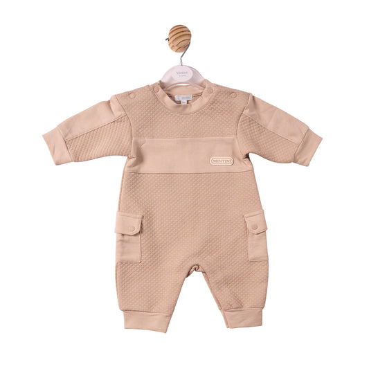 Beige Square Jacquard Romper - MB7385