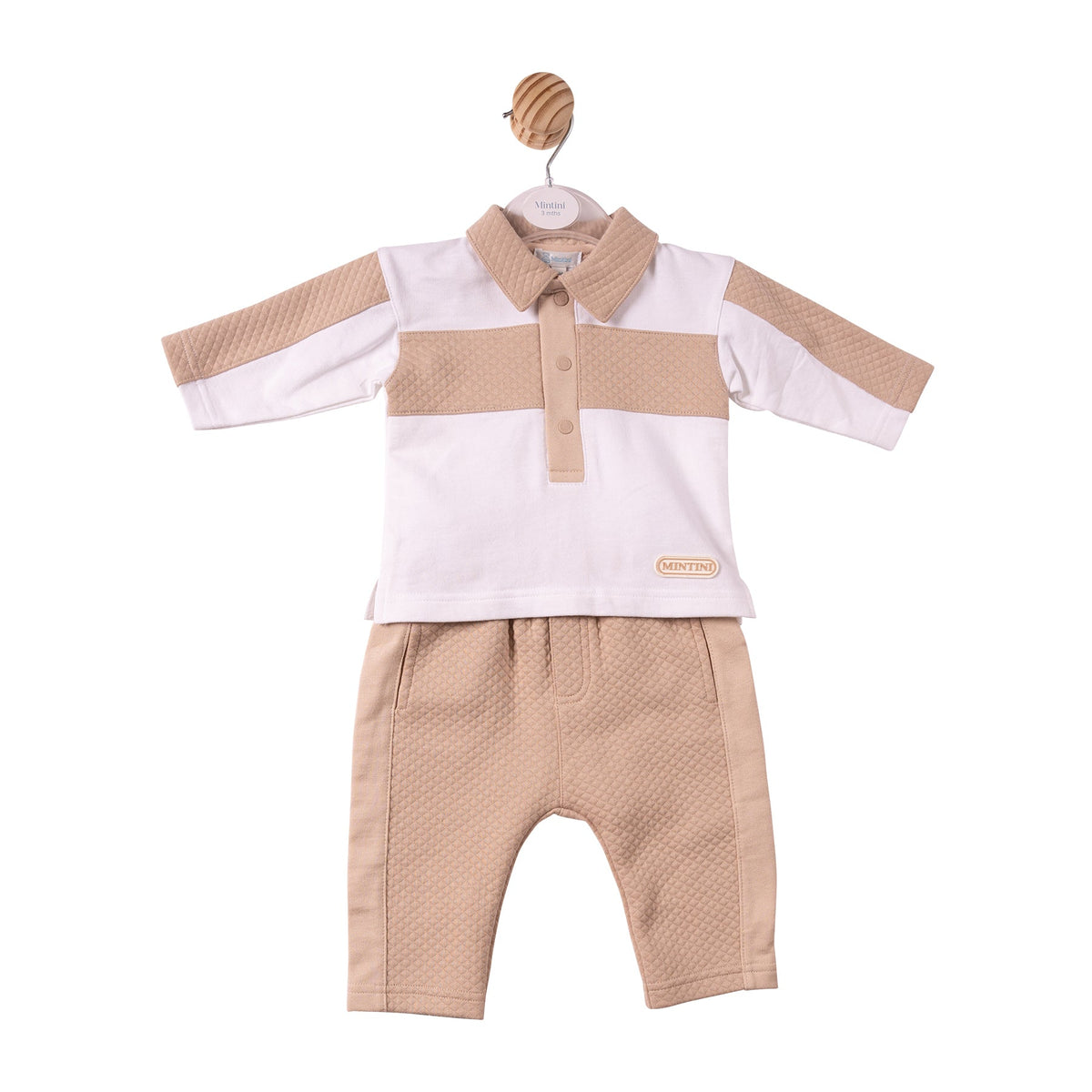 Beige Square Jacquard Polo & Trouser - MB7388