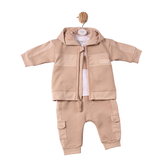Beige Square Jacquard 3pc Tracksuit - MB7390
