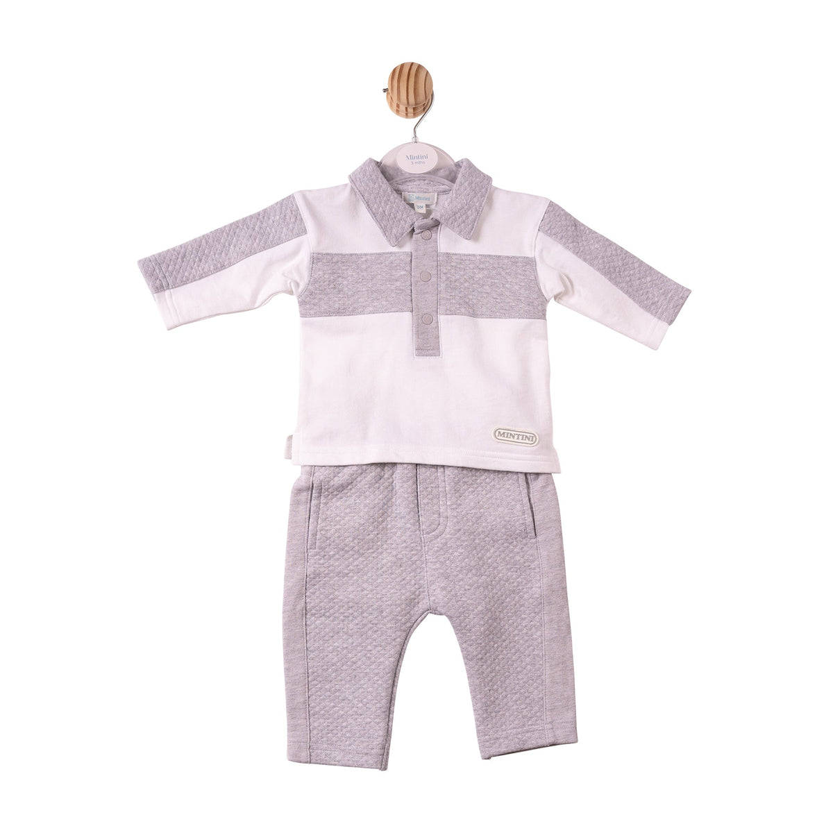 Grey Square Jacquard Polo & Trouser - MB7400