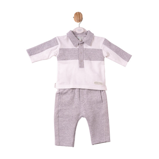 Grey Square Jacquard Polo & Trouser - MB7400
