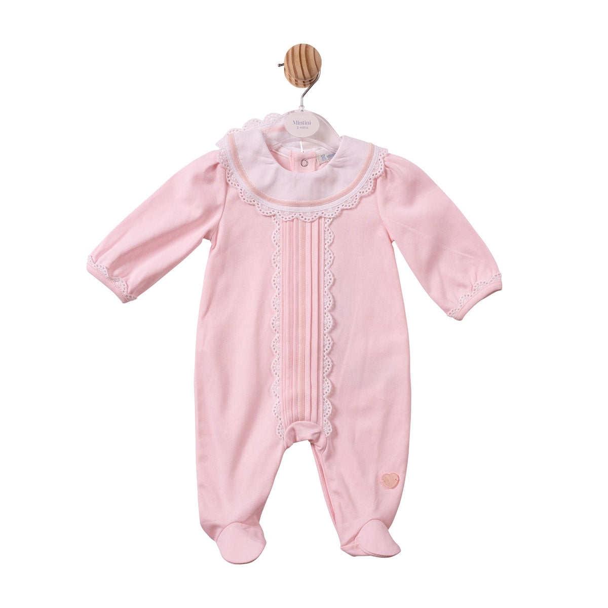 Pink Lace Interlock Babygrow - MB7432