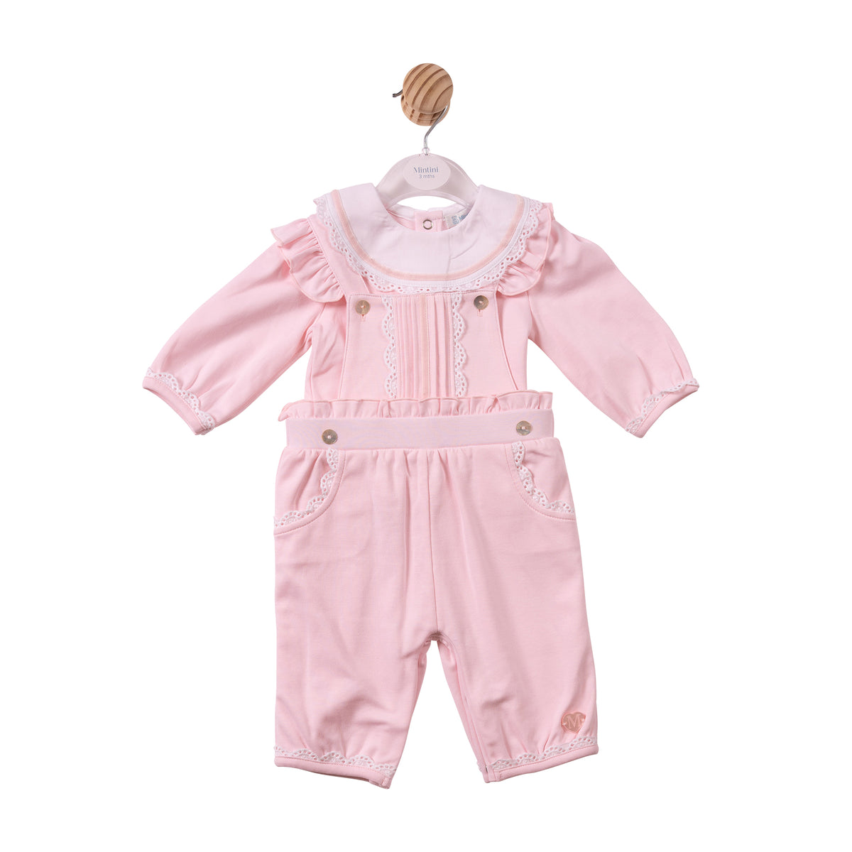 Pink Scalloped Lace Top & Dungaree - MB7433