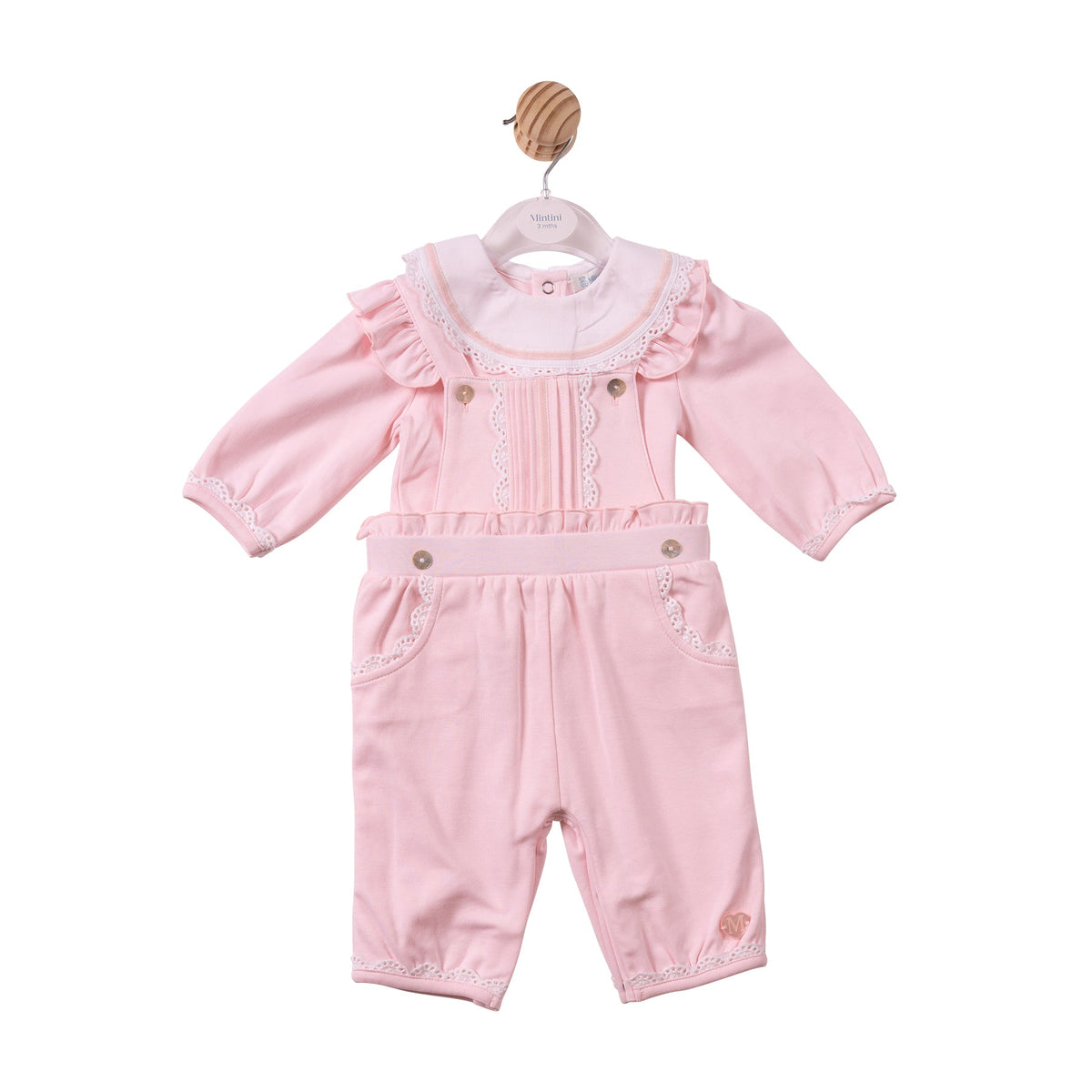 Pink Lace Interlock Top & Dungaree - MB7433